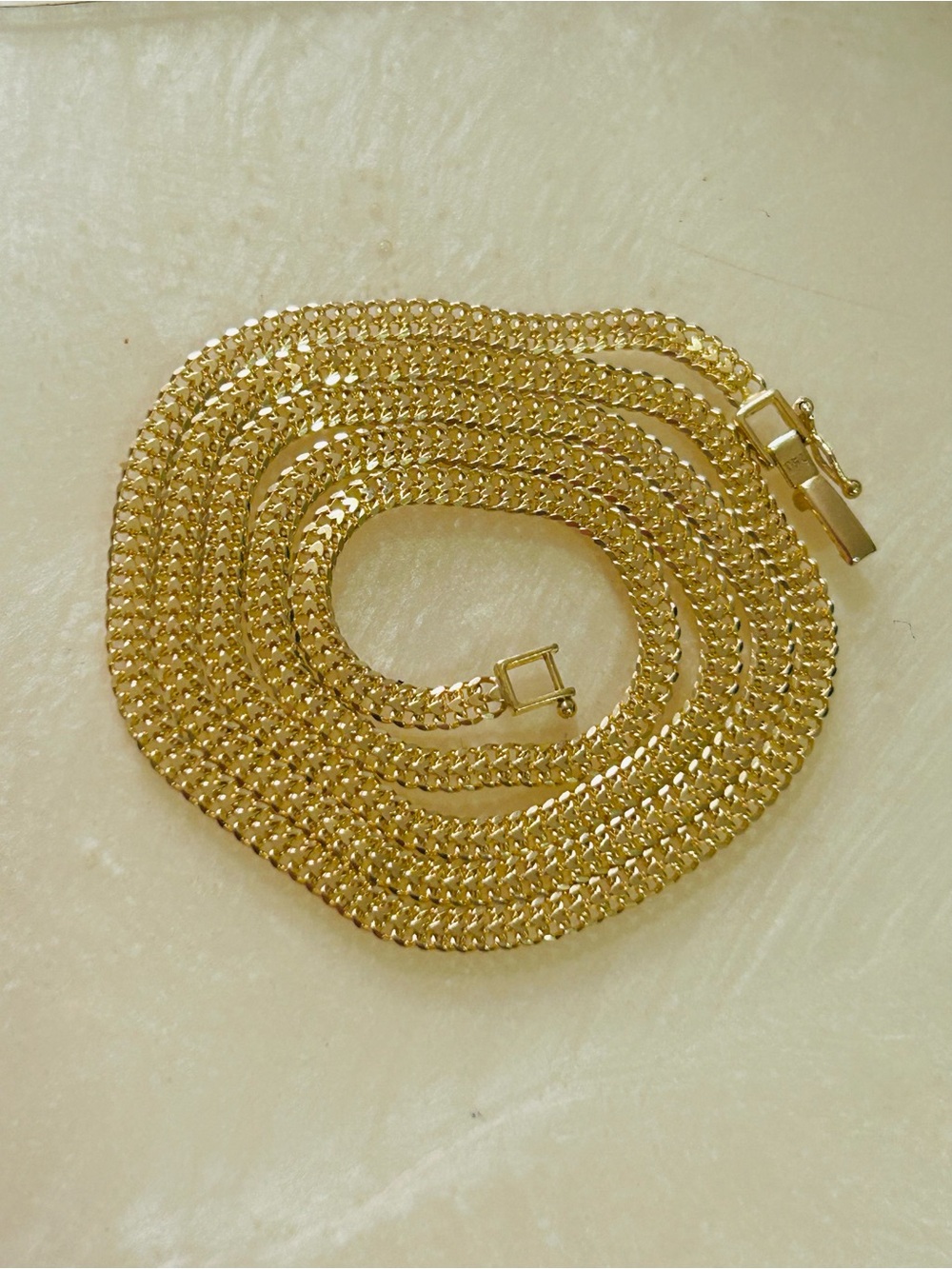 18K Saudi Gold HeartBiz Necklace – 18” | 2mm | Approx. 5–6g